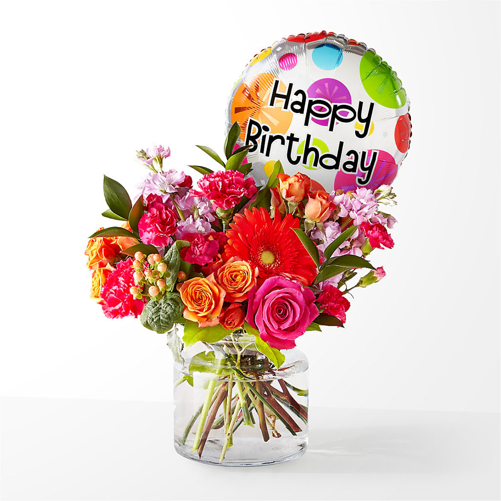 Fiesta Bouquet with Birthday Balloon – Nix Florist, Hampton SC