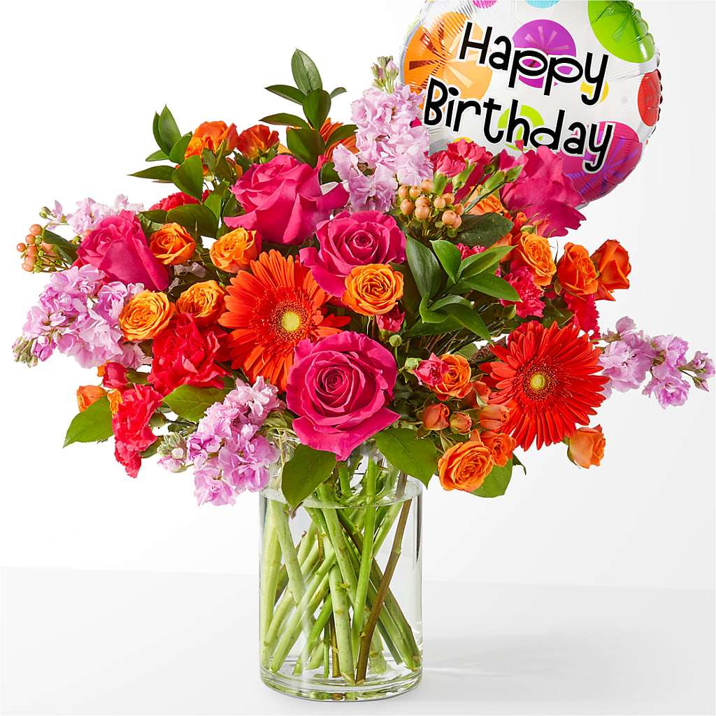 Fiesta Bouquet with Birthday Balloon – Nix Florist, Hampton SC