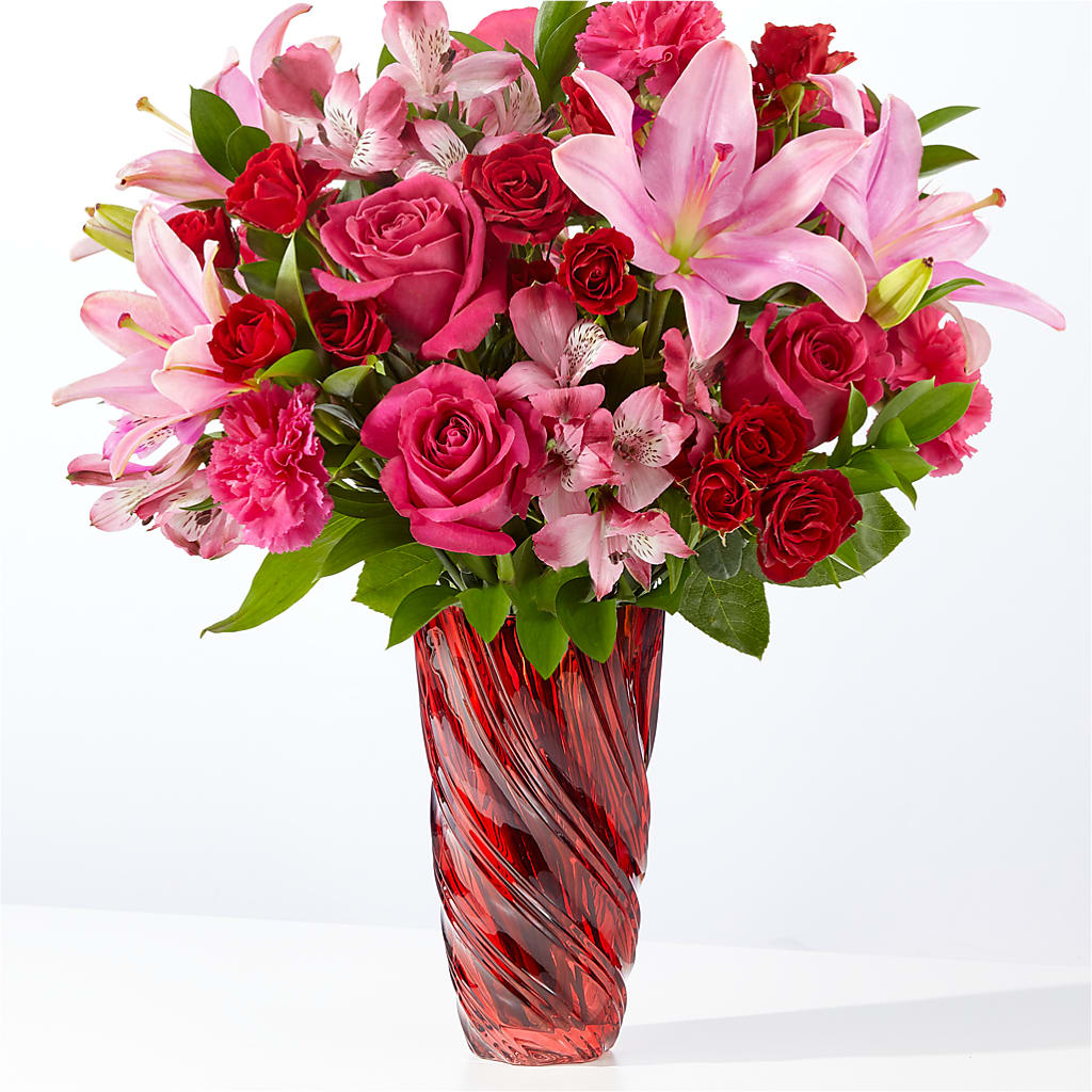 In Love Bouquet with Luxe Swirl Vase – Nix Florist, Hampton SC