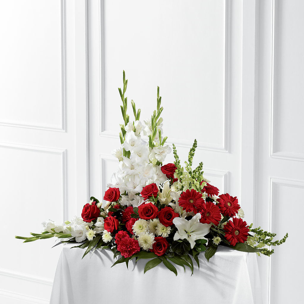 Crimson & White Arrangement – Nix Florist, Hampton SC