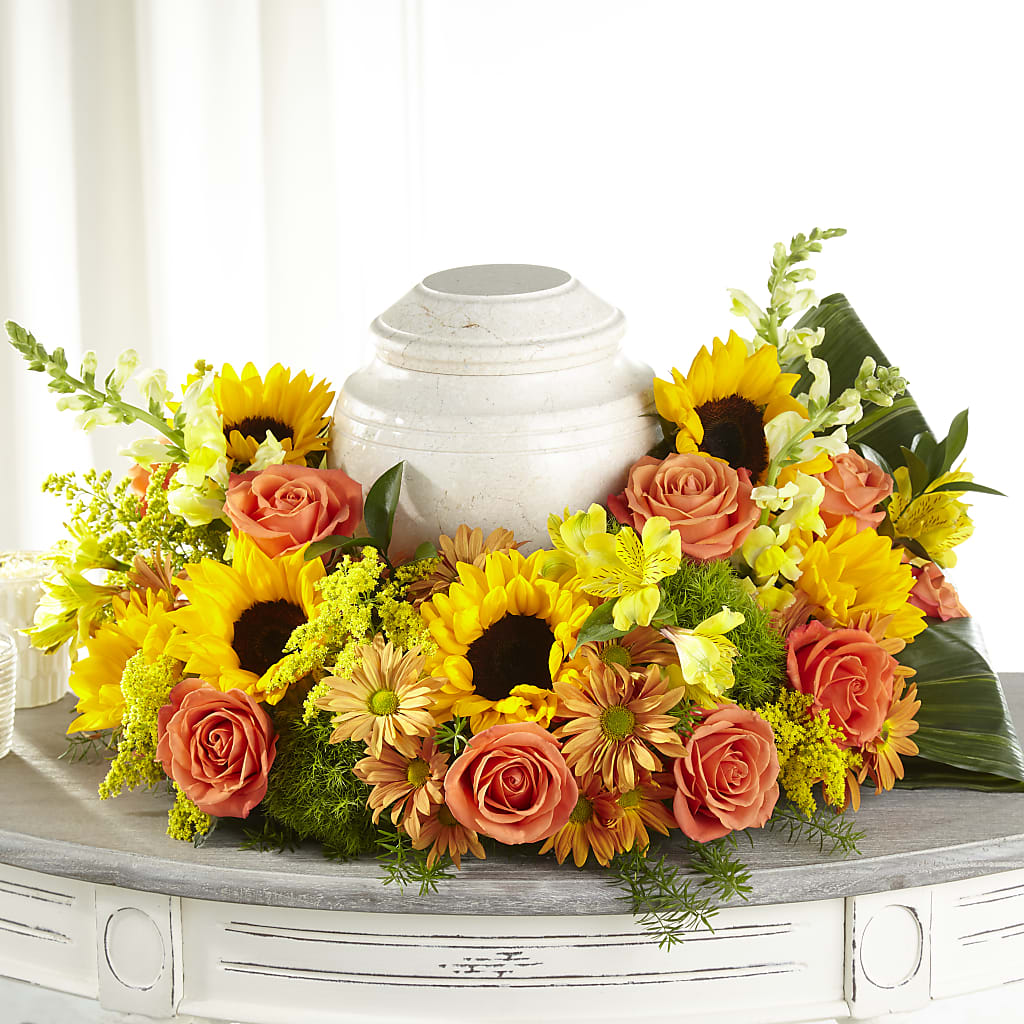 Faithful Sunflower Cremation Adornment – Nix Florist, Hampton SC