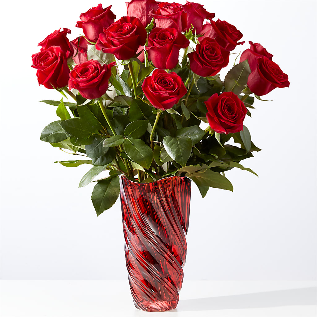 Classic Love Red Rose Bouquet with Luxe Swirl Vase – Nix Florist, Hampton SC