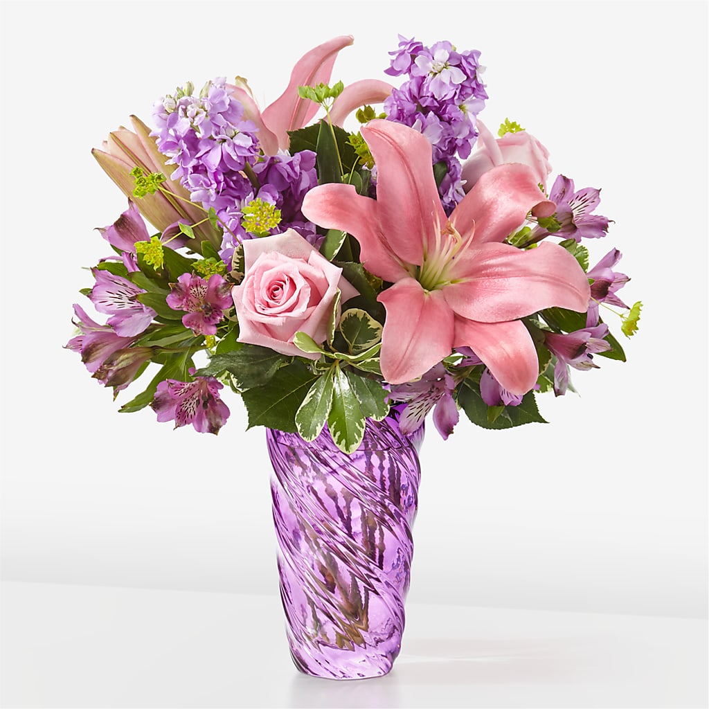 Precious Petals Bouquet with Luxe Swirl Vase – Nix Florist, Hampton SC