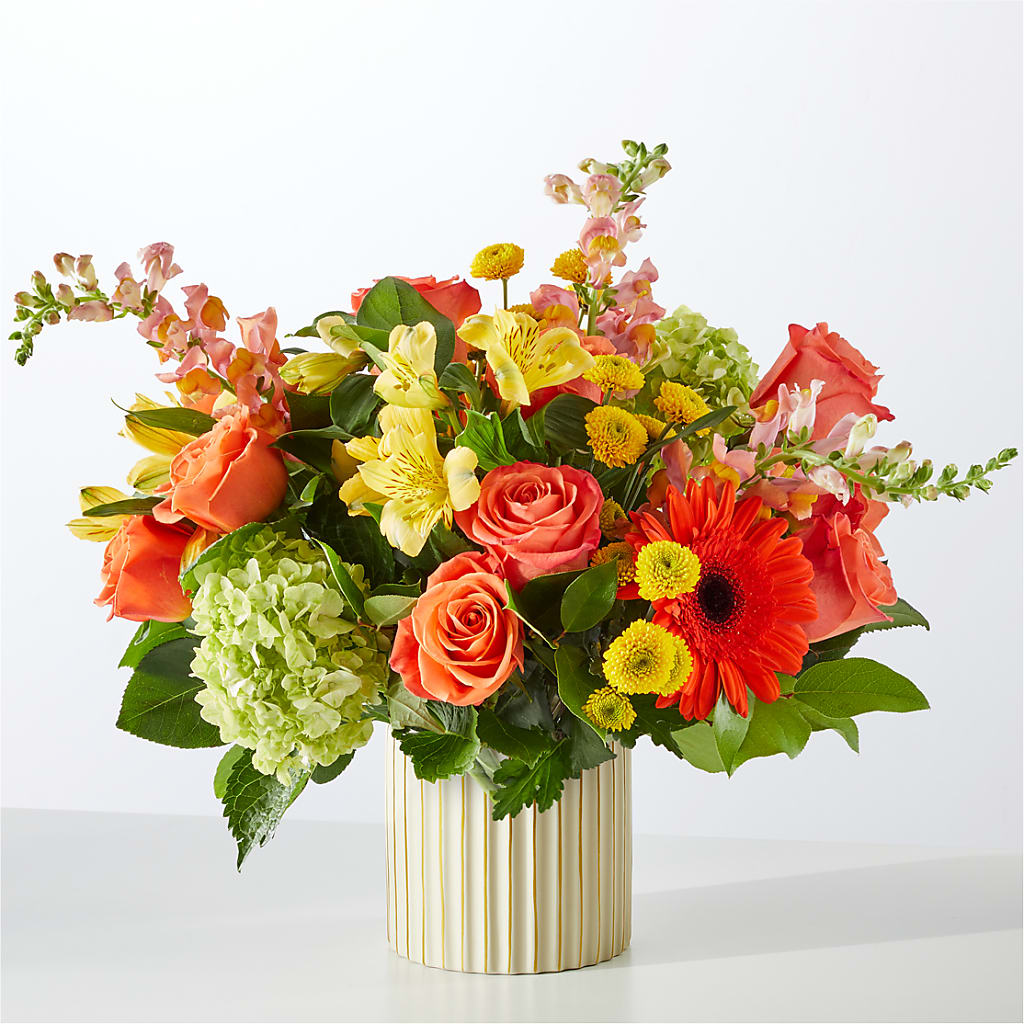 Autumn Sunshine Bouquet with Ivory Vase – Nix Florist, Hampton SC