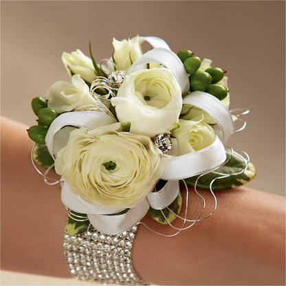 White Wedding Corsage –  Nix Florist, Hampton SC
